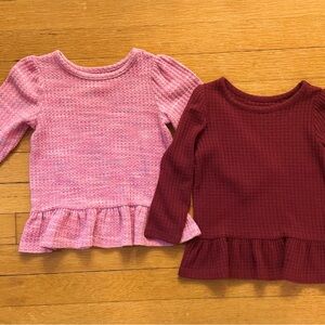 Cat & Jack bundle - Pink and Dark Red Long Sleeve Peplum Tops